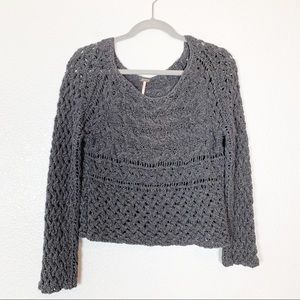 Free People | Gray Chunky Knit Top Boho